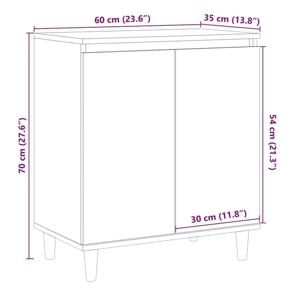 vidaXL Skjenk artisan eik 60x35x70 cm konstruert tre