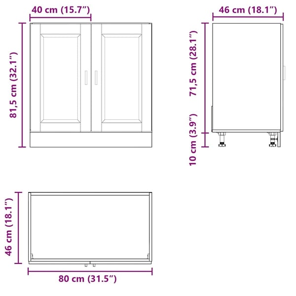 vidaXL Vask underskap Porto høyglans hvit 80x46x81,5 cm konstruert tre
