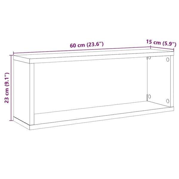 vidaXL væghylder 2 stk. 60x15x30 cm kubeformet konstrueret træ kunsteg