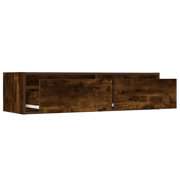 vidaXL TV-benk med LED-lys røkt eik 100X35,5x25 cm