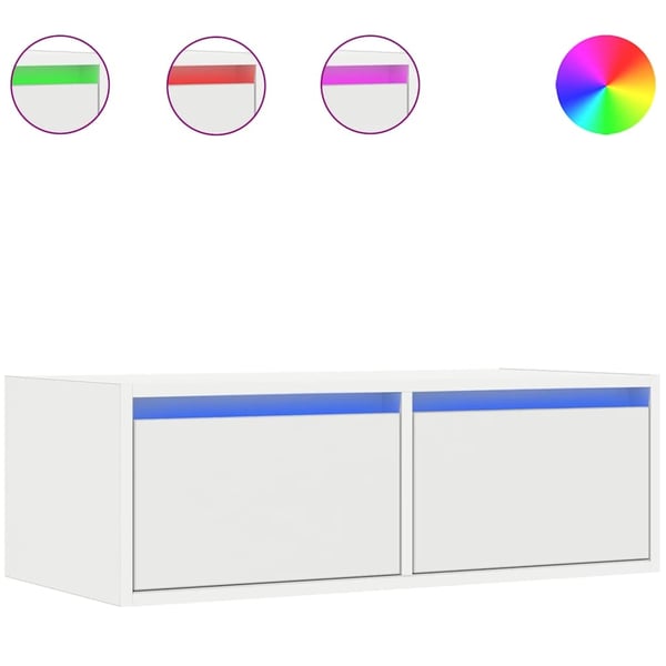 vidaXL TV-kaappi LED-valoilla valkoinen 75x35,5x25 cm