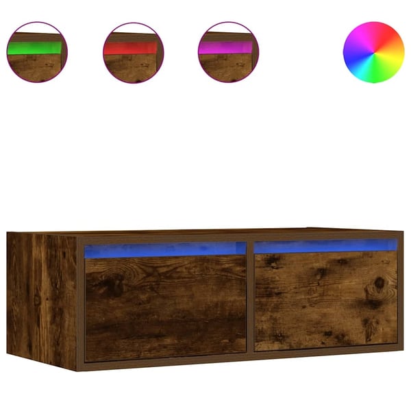 vidaXL TV-benk med LED-lys røkt eik 75x35,5x25 cm