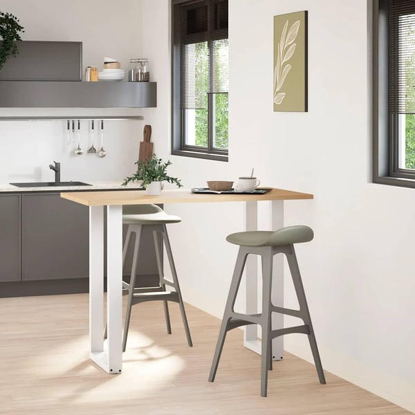 vidaXL Barbordben U-formet 2 stk hvit 50x(100-101) cm stål