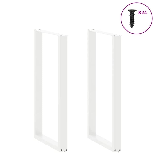vidaXL Barbordben U-formet 2 stk hvit 60 x (110-111) cm stål