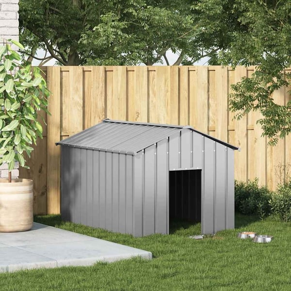 vidaXL Hundehus med tak 113x153x101 cm galvanisert stål