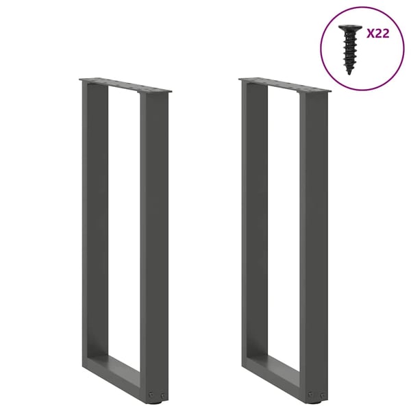 vidaXL Konsolipöydän jalat U-muotoiset 2 kpl antrasiitti 38x(72-73) cm teräs