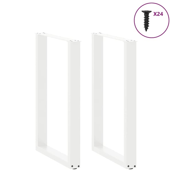 vidaXL Barbordben U-formet 2 stk hvit 60x(90-91) cm stål