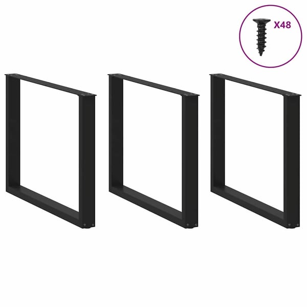 vidaXL Ruokapöydän jalat U-muotoiset 3 kpl musta 100x(72-73) cm teräs