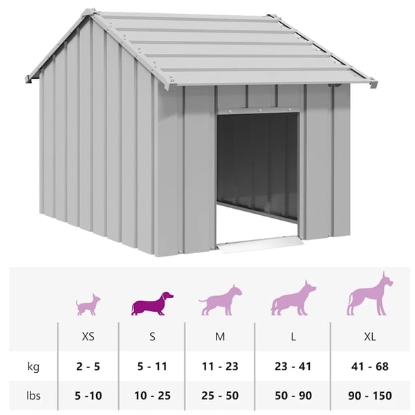 vidaXL Hundehus med tak 83x130x85 cm galvanisert stål