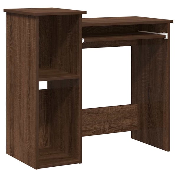 vidaXL Skrivebord med hylder brun eg 84x40x78 cm konstrueret træ