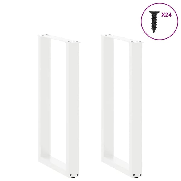 vidaXL sofabordben U-formet 2 stk. 50x(90-91) cm stål hvid
