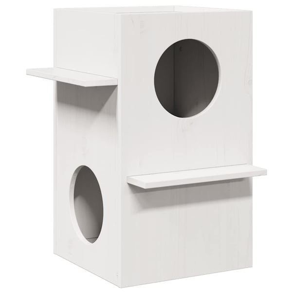 vidaXL kattehus 43x43x60 cm massivt fyrretræ hvid