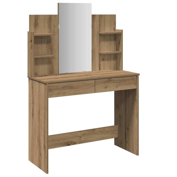 vidaXL Sminkebord med speil artisan eik 96x39x142 cm