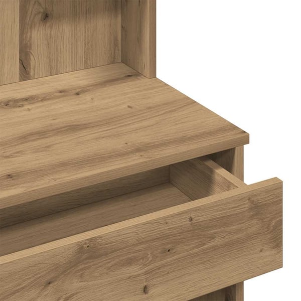 vidaXL Sminkebord med speil artisan eik 96x39x142 cm