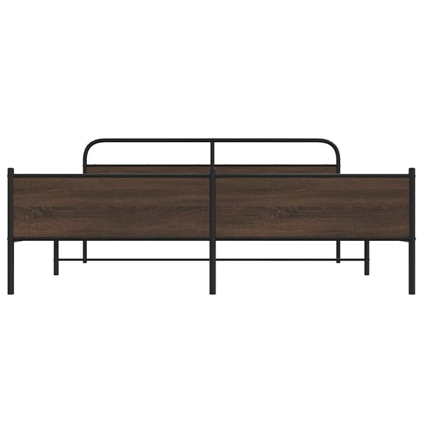 vidaXL Sengeramme i metall uten madrass brun eik 183x213 cm