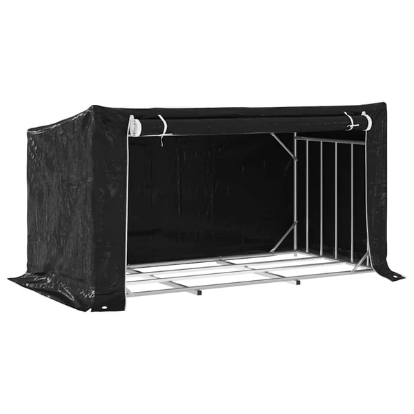 vidaXL Vedstativ med regntrekk 200,5x100,5x110,5 cm galvanisert stål