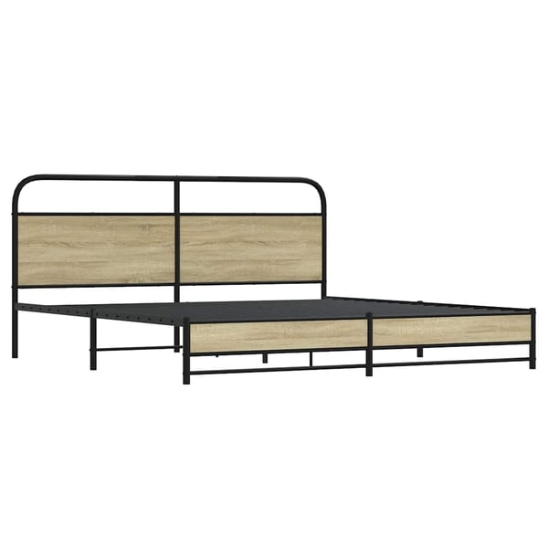 vidaXL Sengeramme i metall uten madrass sonoma eik 200x200 cm