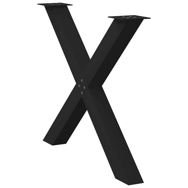 vidaXL Spisebordben X-formet 2 stk svart 90 x (72-73) cm stål