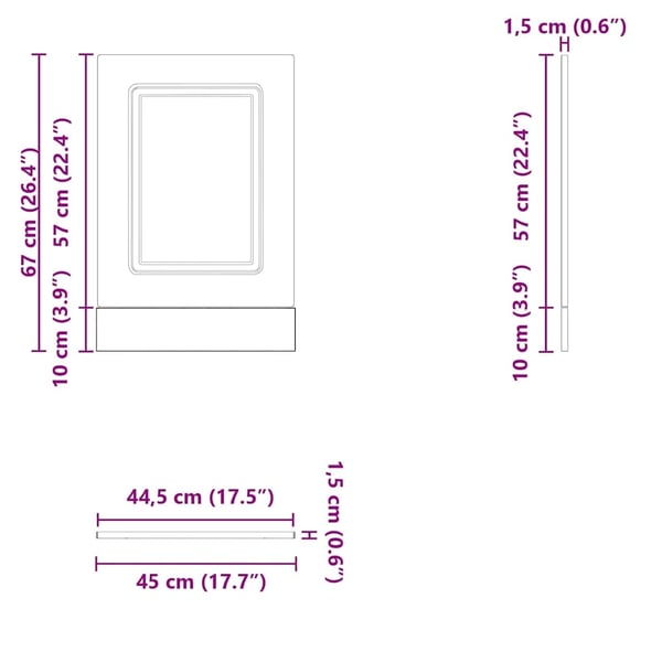 vidaXL Oppvaskmaskin panel artisan eik 45x1,5x57 cm konstruert tre