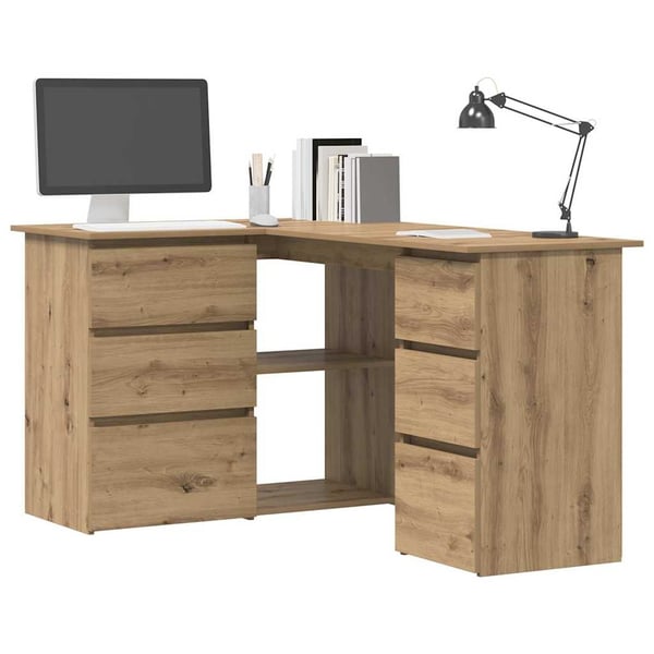 vidaXL Hjørnepult artisan eik 145x100x76 cm konstruert tre