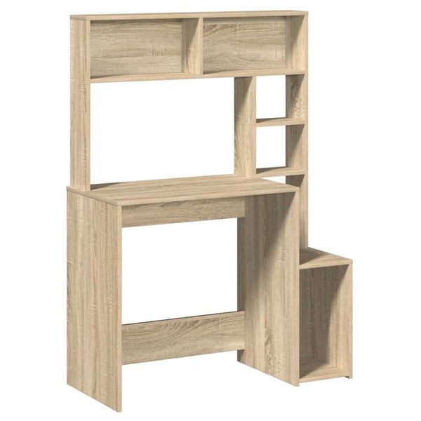 vidaXL skrivebord med hylder 100x45x140 cm konstrueret træ sonoma-eg