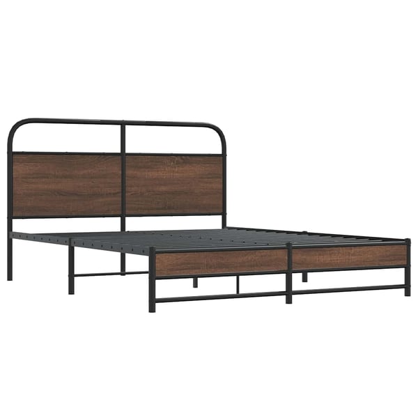 vidaXL Sengeramme i metall uten madrass brun eik 160x200 cm