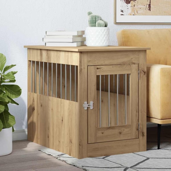 vidaXL hundebur 55x80x68 cm konstrueret træ kunsteg