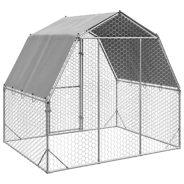 vidaXL Chicken Run katolla 2,5x2x2,25 m galvanoitua terästä