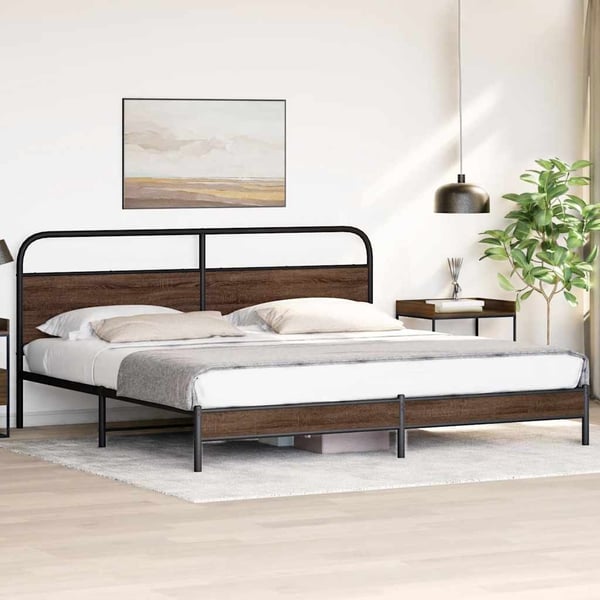 vidaXL sengeramme uden madras 180x200 cm metal brun egetræsfarve