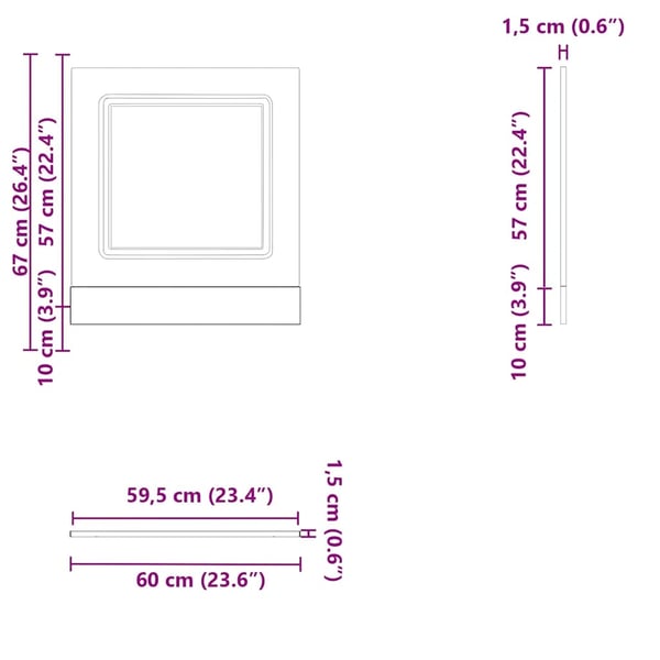 vidaXL Oppvaskmaskin panel høyglans hvit 60x1,5x57 cm konstruert tre