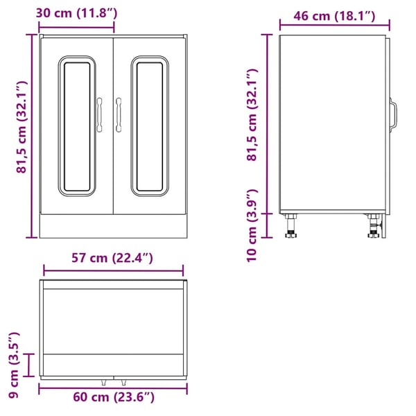 vidaXL underskab til vask Kalmar 60x46x81,5 cm antikt træ