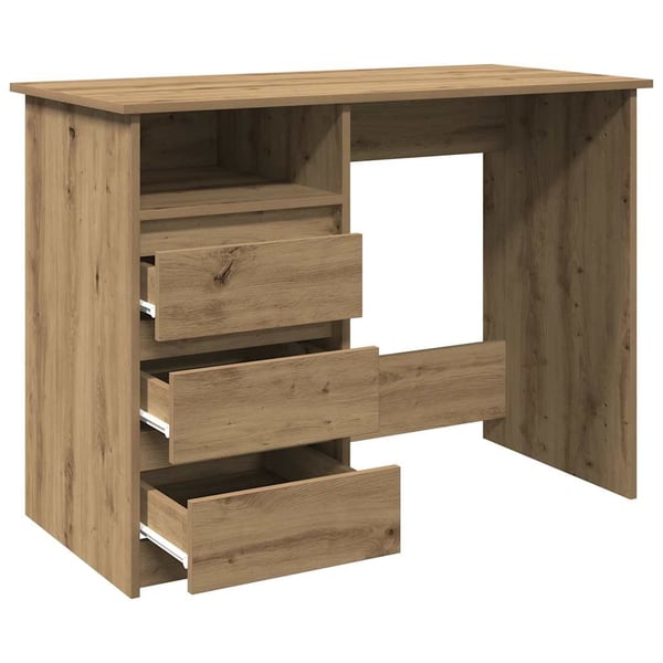 vidaXL Skrivebord artisan eik 102x50x75 cm konstruert tre