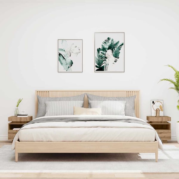 vidaXL sengeborde 2 stk. med LED-lys 40x39x48,5 cm kunsteg