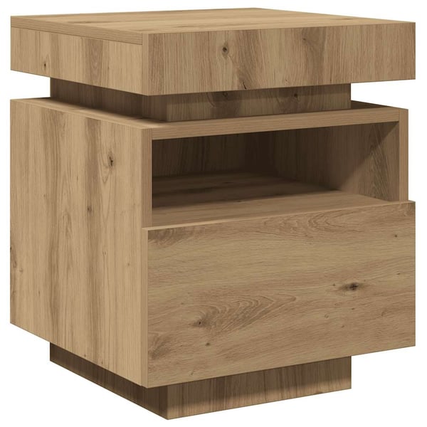 vidaXL Nattbord med LED artisan eik 40x39x48,5 cm