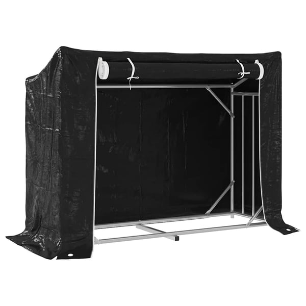 vidaXL Vedstativ med regntrekk 151x60,5x110,5 cm galvanisert stål