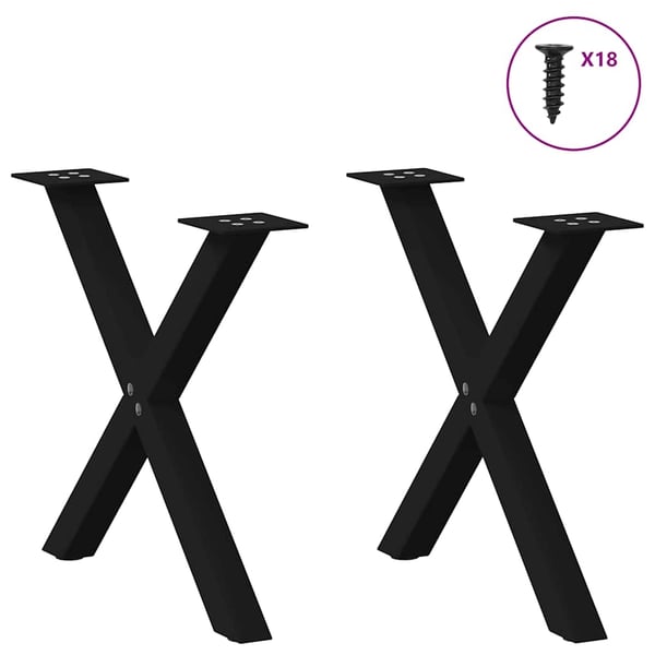 vidaXL sofabordsben X-formet 2 stk. sort 50 x (42-43) cm stål