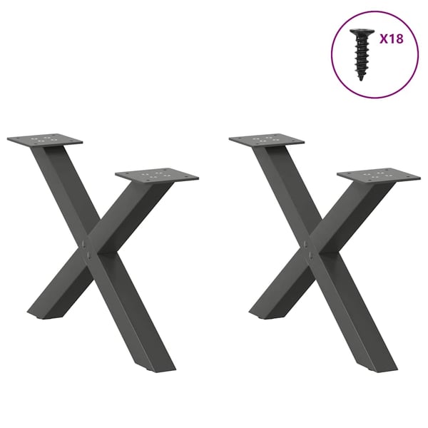 vidaXL Salongbordben X-formet 2 stk antrasitt 60x(30-31) cm stål