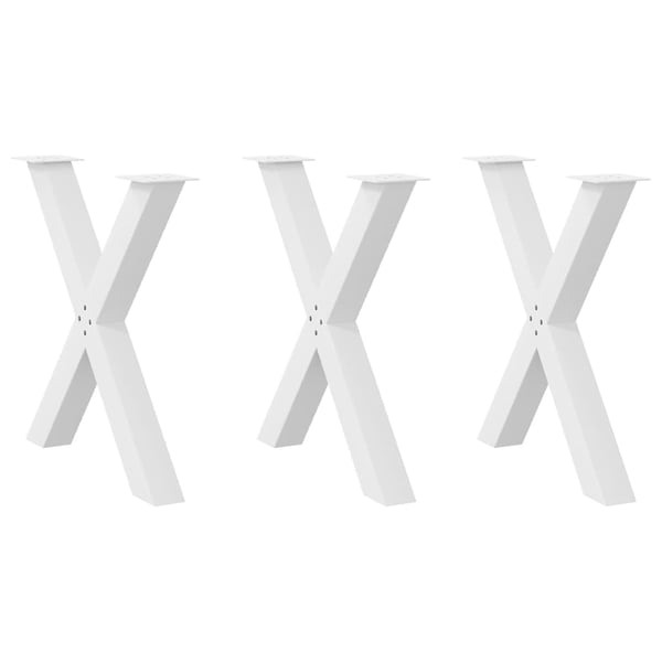 vidaXL Spisebordben X-formet 3 stk hvit 80 x (72-73) cm stål