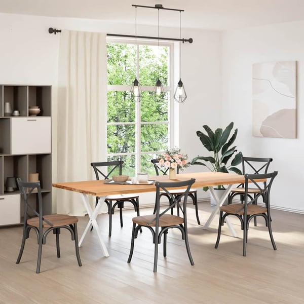vidaXL Spisebordben X-formet 2 stk hvit 80 x (72-73) cm stål