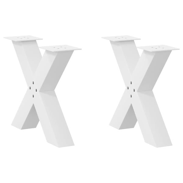 vidaXL Salongbordben X-formet 2 stk hvit 60 x (42-43) cm stål