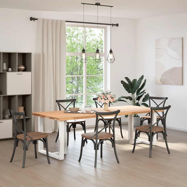vidaXL Spisebordben T-formet 2 stk hvit 70x35x(72-73) cm stål