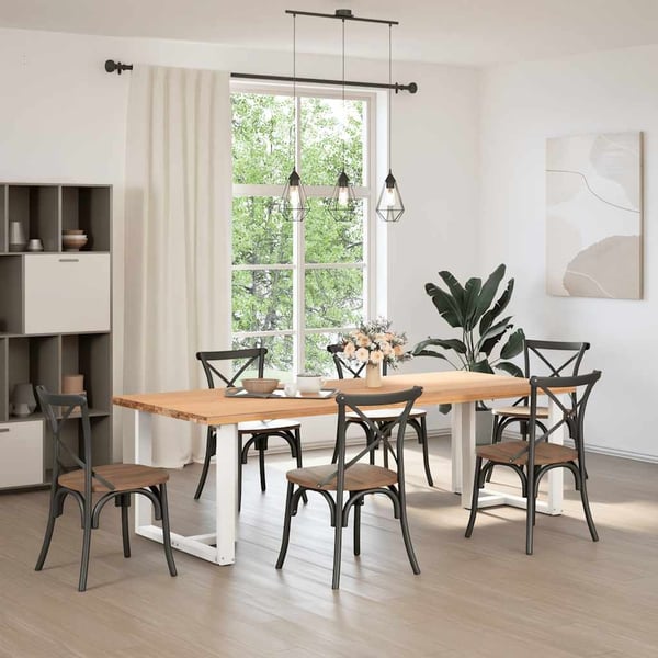 vidaXL Spisebordben T-formet 2 stk hvit 100x35x(72-73) cm stål