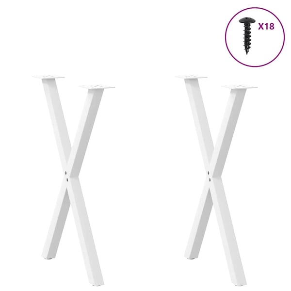 vidaXL spisebordsben X-formet 2 stk. hvid 50x(72-73) cm stål