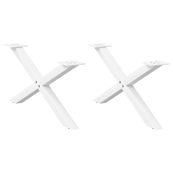 vidaXL sofabordsben X-formet 2 stk. hvid 70 x (30-31) cm stål