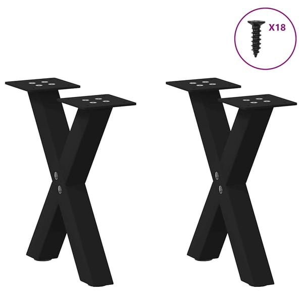 vidaXL sofabordsben X-formet 2 stk. sort 30x(30-31) cm stål