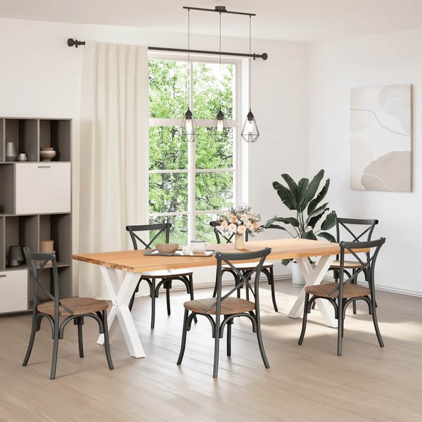 vidaXL Spisebordben X-formet 2 stk hvit 80 x (72-73) cm stål