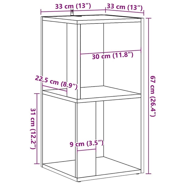 vidaXL Kulmakaappi vanha puu 33x33x67 cm lastulevy