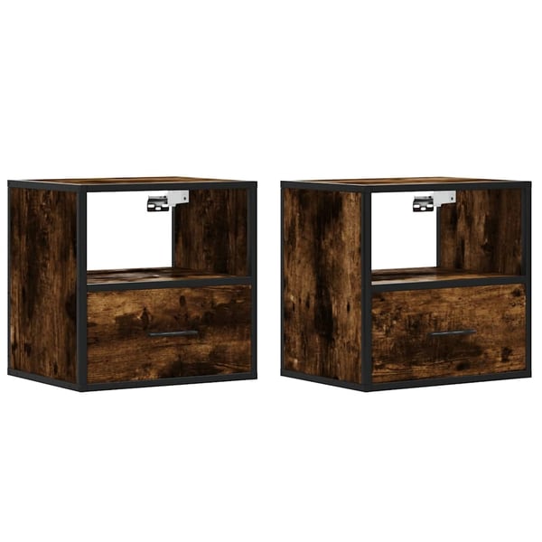 vidaXL Veggmonterte nattbord 2 stk røkt eik 40x31x39,5 cm