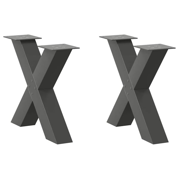vidaXL sofabordsben X-formet 2 stk. antracit 50x(42-43) cm stål