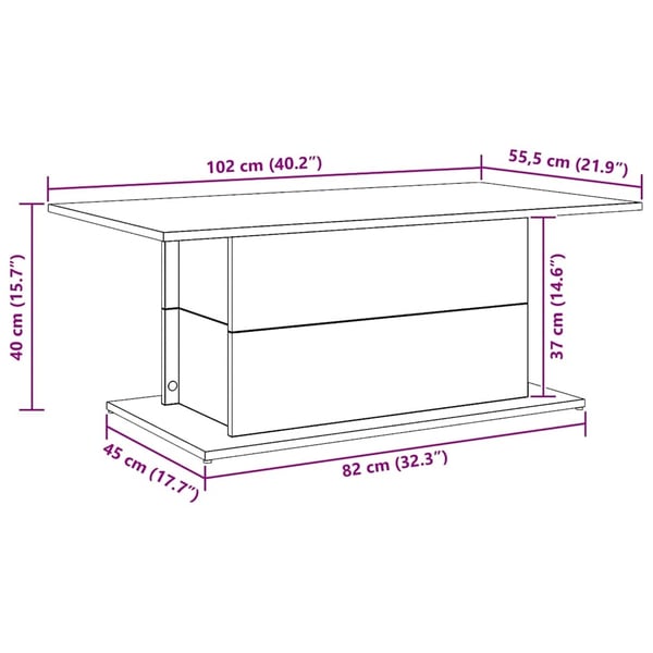 vidaXL Salongbord artisan eik 102x55,5x40 cm konstruert tre
